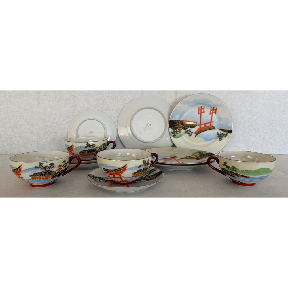 Lithophane Tea Cup and Saucer Set with Geisha Design
